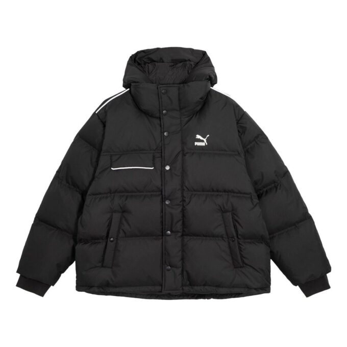Abrigo de invierno con capucha y plumón ultrafino «Negro»