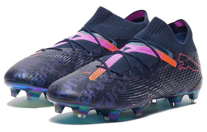 Botas de fútbol Future 7 Ultimate FG/AG «Azul marino, rosa y rojo»