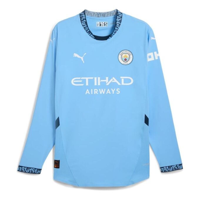 Camiseta auténtica de local de manga larga del Manchester City 2024/25 «Azul»