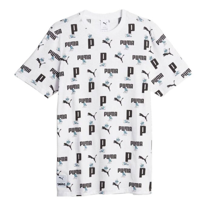 Camiseta blanca con estampado «Los Pitufos al ataque»