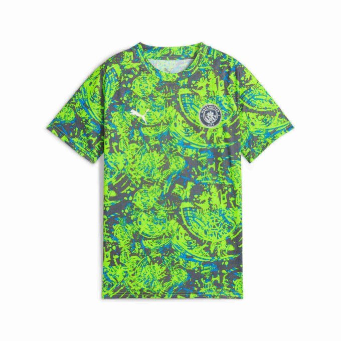 Camiseta de calentamiento de fútbol para niños grandes del Manchester City antes del partido