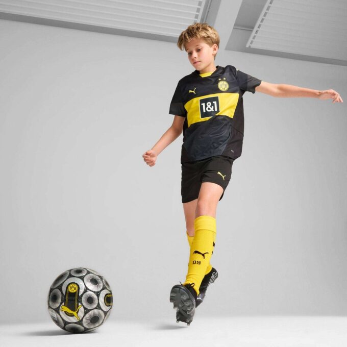 Camiseta de fútbol de visitante del Borussia Dortmund 24/25 para niños grandes (réplica)