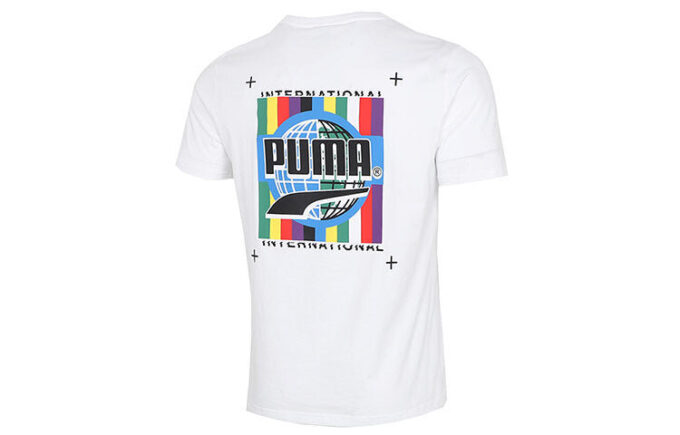 Camiseta de manga corta con estampado fotográfico de grafiti «Blanco, azul y rojo»