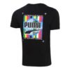 Camiseta de manga corta con estampado fotográfico de grafiti «Negro, azul y rojo»