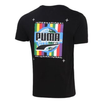Camiseta de manga corta con estampado fotográfico de grafiti «Negro, azul y rojo»