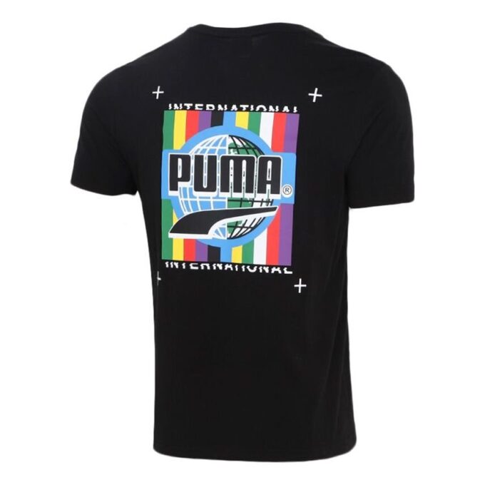 Camiseta de manga corta con estampado fotográfico de grafiti «Negro, azul y rojo»