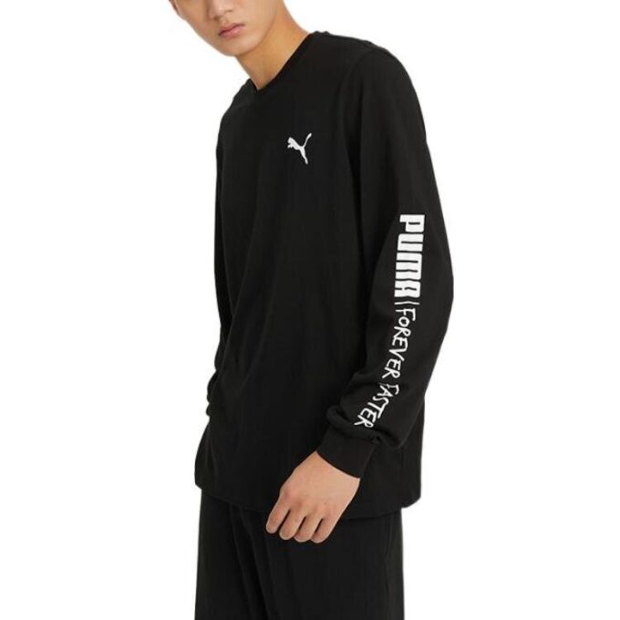 Camiseta de manga larga con texto en inglés «Handwriting» (negra)