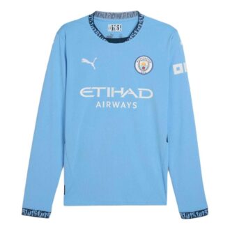 Camiseta de manga larga local del Manchester City 24/25 «Azul y blanco»