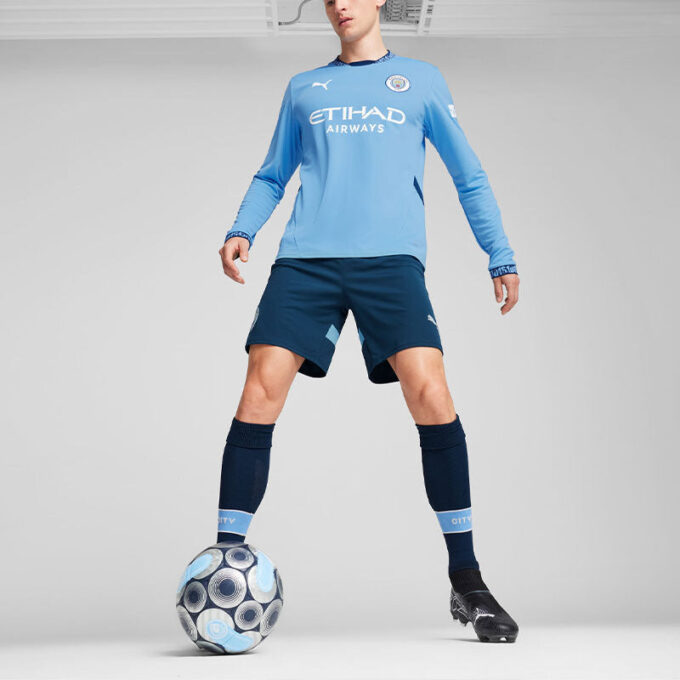 Camiseta de manga larga local del Manchester City 24/25 «Azul y blanco»