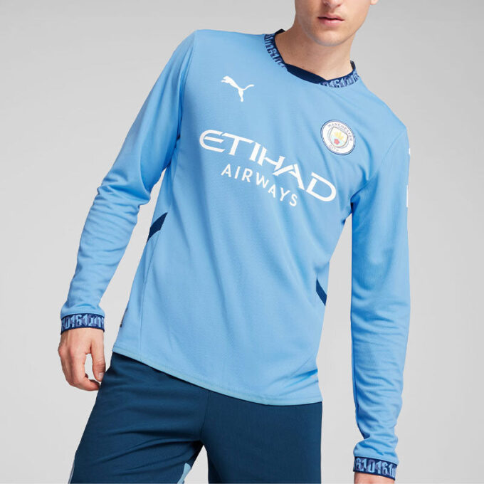 Camiseta de manga larga local del Manchester City 24/25 «Azul y blanco»
