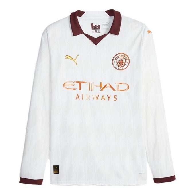 Camiseta de visitante del Manchester City para niño, temporada 2023/24, «Blanca»