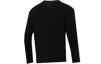 Camiseta deportiva de entrenamiento con estampado de logotipo, transpirable, cuello redondo y manga larga para hombre, color negro