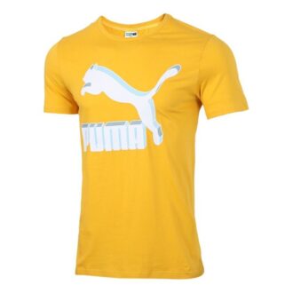 Camiseta deportiva de manga corta con el logotipo clásico para hombre, color amarillo