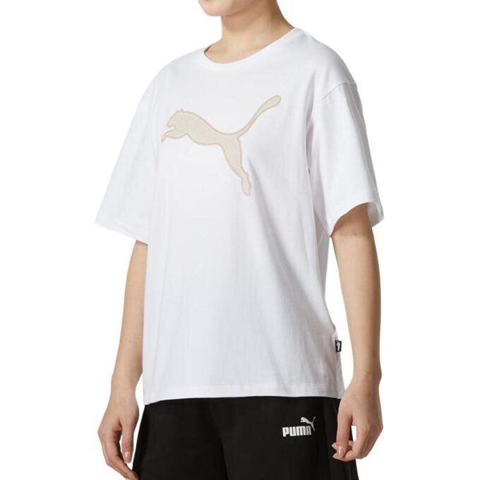 Camiseta deportiva estampada para mujer «Blanco y beige»