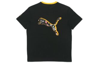 Camiseta deportiva holgada de cuello redondo y manga corta con estampado bordado y logotipo de concienciación, color negro