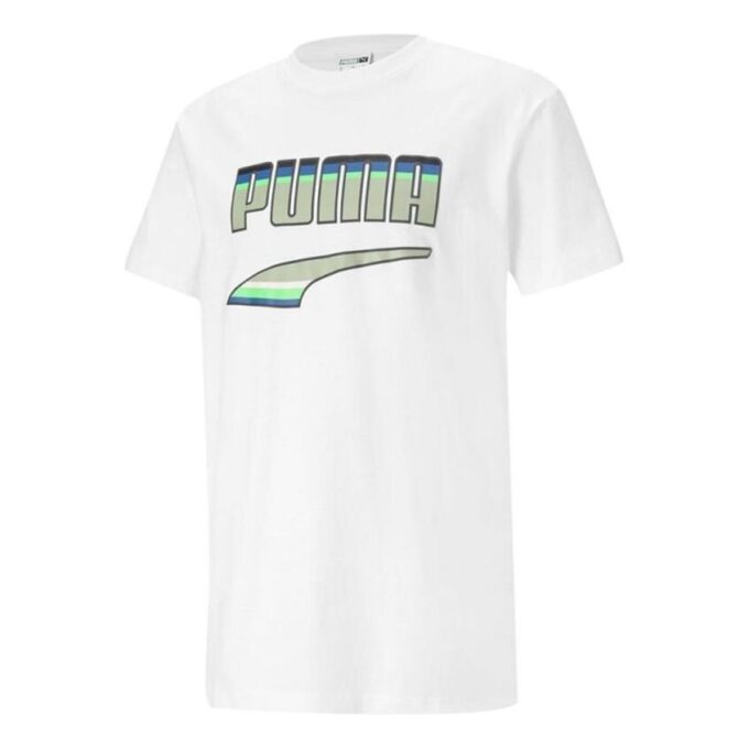 Camiseta estampada de cuello redondo «Blanco y verde»