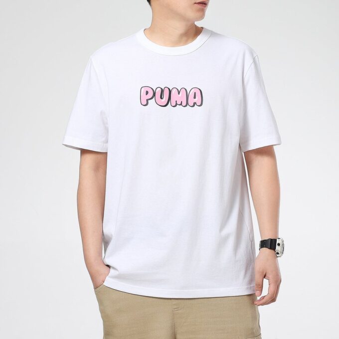 Camiseta gráfica del centro «Blanco y rosa»