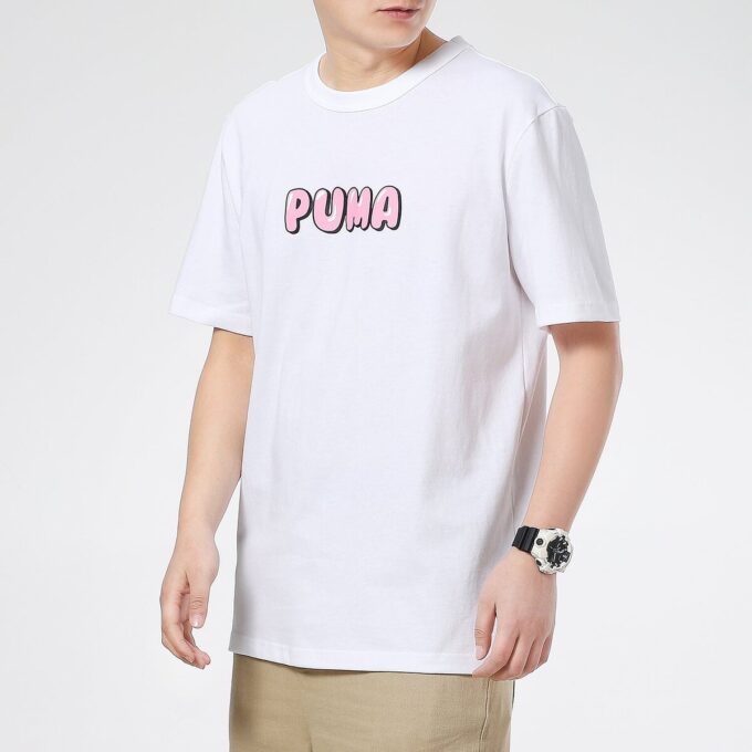 Camiseta gráfica del centro «Blanco y rosa»