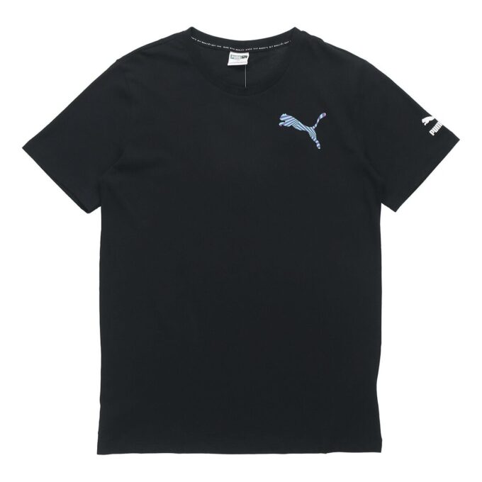 Camiseta gráfica informal «Negro, blanco y azul»