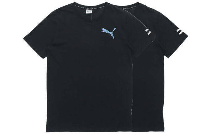 Camiseta gráfica informal «Negro, blanco y azul»