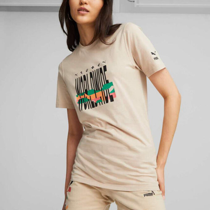 Camiseta gráfica Worldwide «Beige Negro»