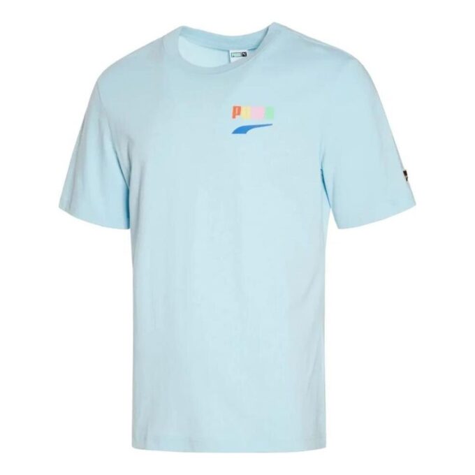 Camiseta informal estampada «Azul, amarillo y rosa»