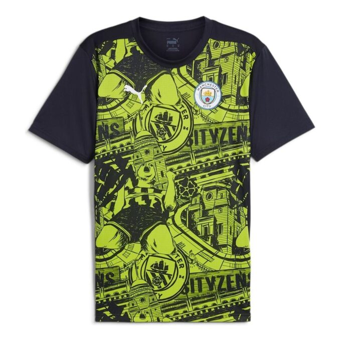 Camiseta prepartido del Manchester City «Amarillo Azul»