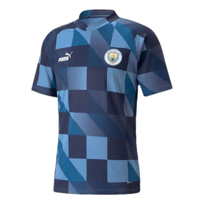 Camiseta prepartido del Manchester City FC «Azul marino y blanco»