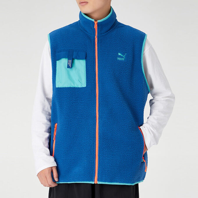 Chaleco polar XTG Trail con bolsillo y cremallera completa «Azul Naranja»