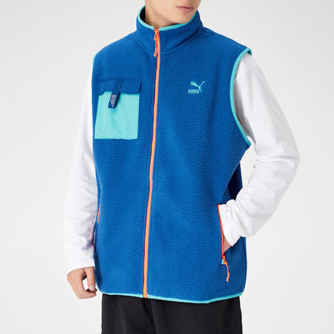 Chaleco polar XTG Trail con bolsillo y cremallera completa «Azul Naranja»