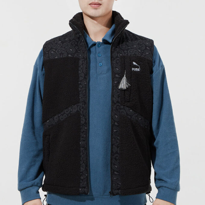 Chaleco Sherpa de tejido Paisley «Negro»