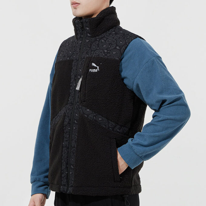 Chaleco Sherpa de tejido Paisley «Negro»