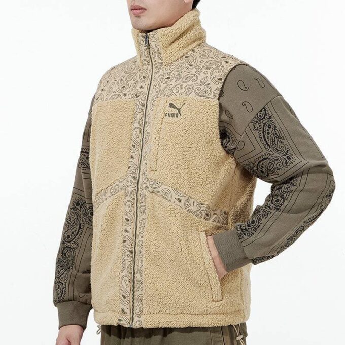 Chaleco Sherpa tejido con cachemira «bronceado»