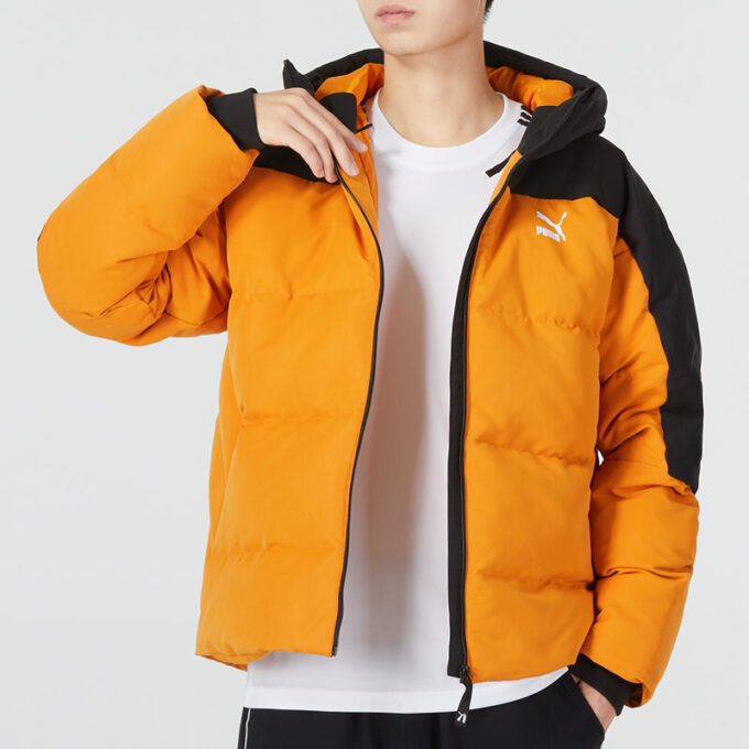 Chaqueta acolchada con bloques de color «Naranja»