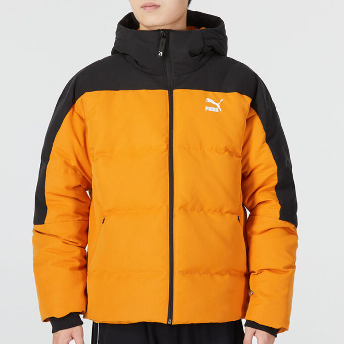 Chaqueta acolchada con bloques de color «Naranja»