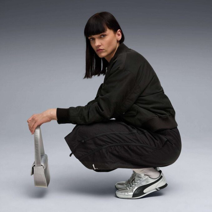 Chaqueta bomber de satén T7 para mujer
