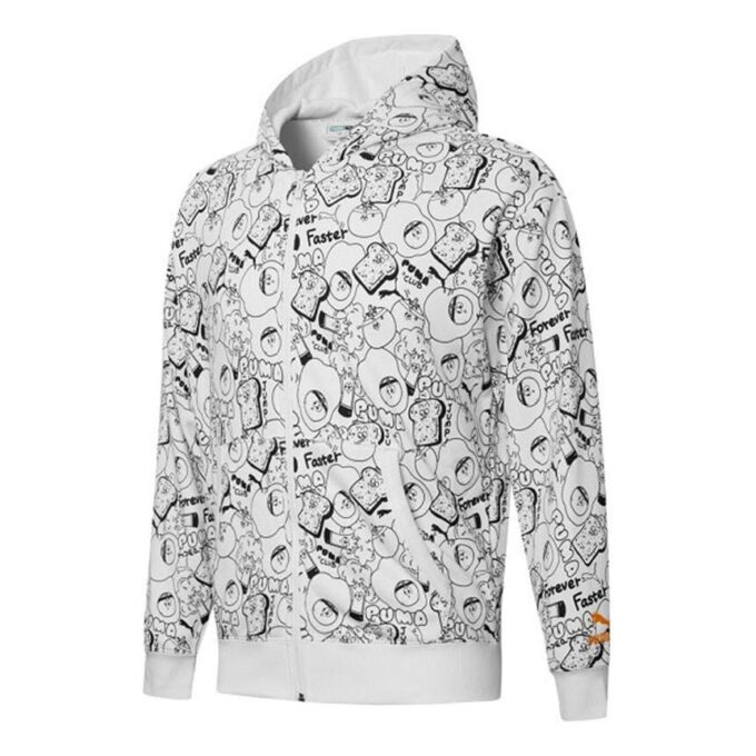 Chaqueta con capucha y cremallera completa con estampado integral Club «Blanca»
