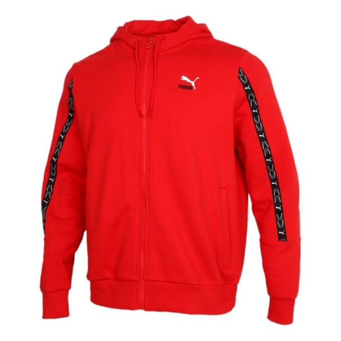 Chaqueta con capucha y cremallera completa Elevate «Rojo y negro»