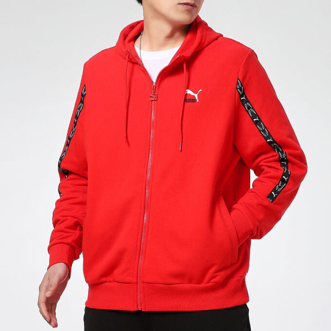 Chaqueta con capucha y cremallera completa Elevate «Rojo y negro»