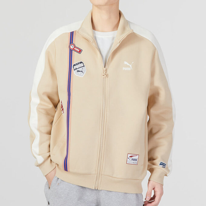 Chaqueta con cremallera y escudo del equipo «Beige»