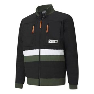 Chaqueta de baloncesto acolchada de invierno «Parket» (negro y verde)