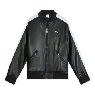 Chaqueta de béisbol de piel sintética T7 «Negro y blanco»