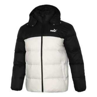 Chaqueta de plumón con capucha desmontable «Blanco y negro»