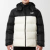 Chaqueta de plumón con capucha desmontable «Blanco y negro»
