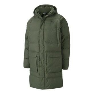Chaqueta larga clásica de plumas «Verde militar»