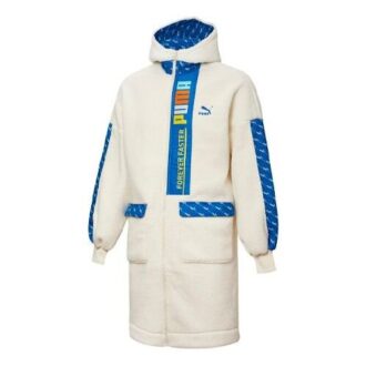Chaqueta larga de forro polar «Blanco Azul»