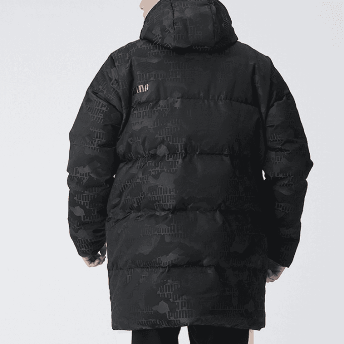 Chaqueta larga de plumas de camuflaje «negra»