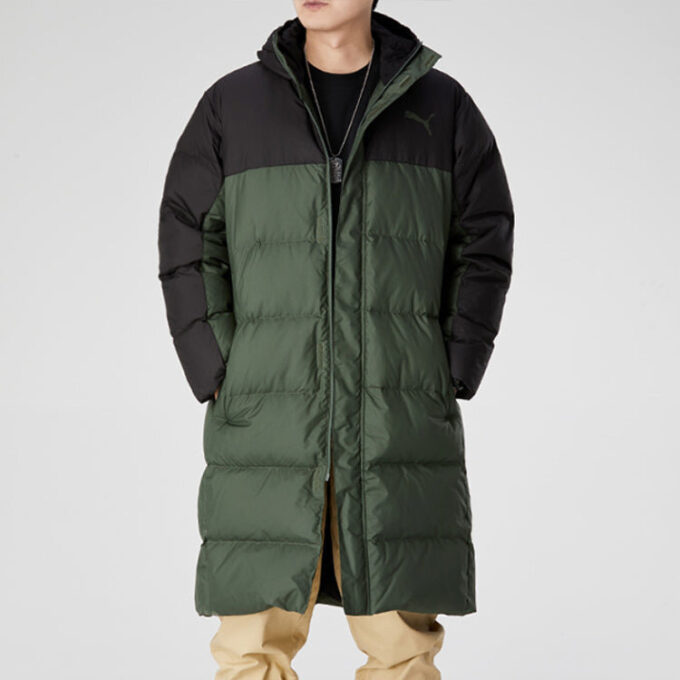 Chaqueta larga de plumas oversize «Verde Negro»