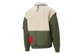 Chaqueta polar Sherpa PUMA x Attempt «Beige, verde y azul»