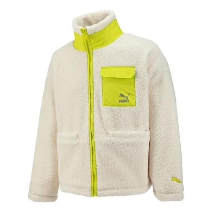 Chaqueta Sherpa con bolsillo de parche «Blanca»